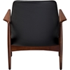 Carter Leisure Accent Chair - Black Faux Leather, Walnut Wood - WI-LB887-BLACK