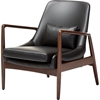 Carter Leisure Accent Chair - Black Faux Leather, Walnut Wood - WI-LB887-BLACK
