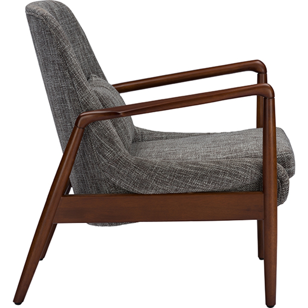 Carter Upholstered Leisure Accent Chair - Gray Fabric, Walnut Wood