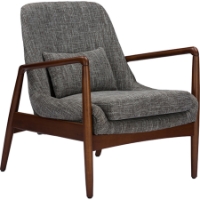 Carter Upholstered Leisure Accent Chair - Gray Fabric, Walnut Wood