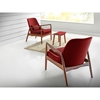 Carter Upholstered Leisure Accent Chair - Red Fabric, Walnut Wood - WI-LB887-RED