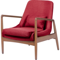 Carter Upholstered Leisure Accent Chair - Red Fabric, Walnut Wood