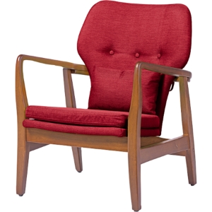 Rundell Upholstered Leisure Accent Chair - Button Tufted, Red 