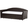 London Faux Leather Twin Daybed - Roll-Out Trundle Bed, Brown - WI-LONDON-BROWN-DAYBED