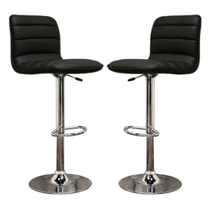Lyris Black Adjustable Height Swivel Bar Stool 