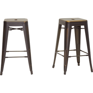 French Backless Counter Stool - Antique Copper (Set of 2) 