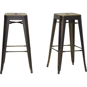 French Backless Bar Stool - Antique Copper (Set of 2) 