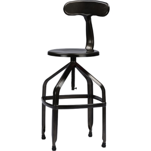 Architect's Backrest Bar Stool - Adjustable Height, Gun Metal 
