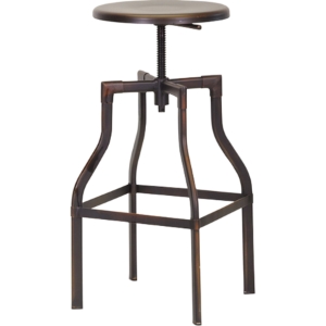 Architect's Backless Bar Stool - Adjustable Height, Antiqued Copper 