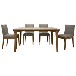 Mier Brown 5 Pieces Modern Dining Set 