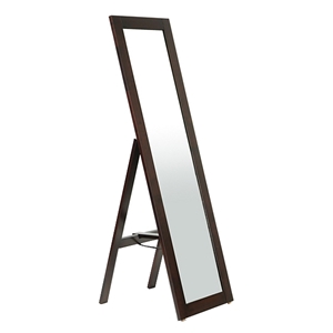 Lund Contemporary Mirror - Built-In Stand, Dark Brown Frame 