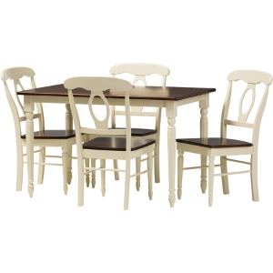 Napoleon 5-Piece Rectangular Dining Set - Buttermilk, Cherry Brown 