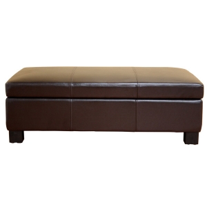 Roselie Dark Brown Leather Storage Ottoman 