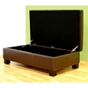 Roselie Dark Brown Leather Storage Ottoman - WI-OT12850