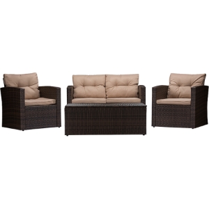Imperia 4-Piece Outdoor Patio Set - Brown, Light Brown 