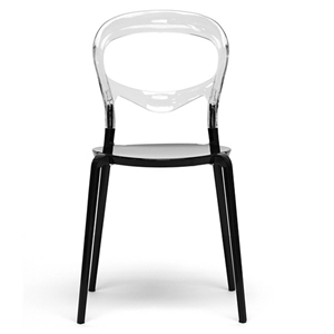 Orlie Dining Chair - Stackable, Clear Back, Black Seat 