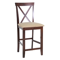 Natalie 25'' X-Back Counter Stool - Beige Fabric Seat