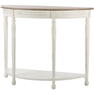 Vologne Half-Moon Console Table - White, Natural 