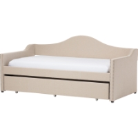 Prime Upholstered Daybed - Roll-Out Trundle Bed, Beige