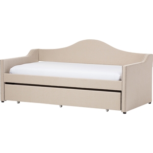 Prime Upholstered Daybed - Roll-Out Trundle Bed, Beige 