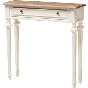 Marquetterie 1 Drawer Console Table - White, Natural 