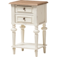 Marquetterie 2 Drawers Nightstand - White, Natural