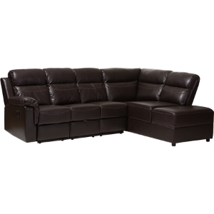 Roland 2-Piece Recliner Sectional - Storage Chaise, Dark Brown 