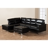 Kinsley 3-Piece Large Sectional Sofa with Ottoman - Faux Leather, Black - WI-R7611-BLACK-SF