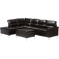 Kinsley 3-Piece Large Sectional Sofa with Ottoman - Faux Leather, Black