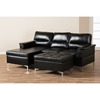 Kinsley 3-Piece Small Sectional Sofa with Ottoman - Faux Leather, Black - WI-R76112-BLACK-SF