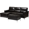 Kinsley 3-Piece Small Sectional Sofa with Ottoman - Faux Leather, Black - WI-R76112-BLACK-SF
