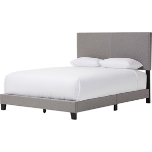 Ramon Upholstered Queen Bed - Nailheads, Gray 