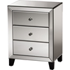 Chevron 3 Drawers Nightstand - Silver Mirrored - WI-RS1155