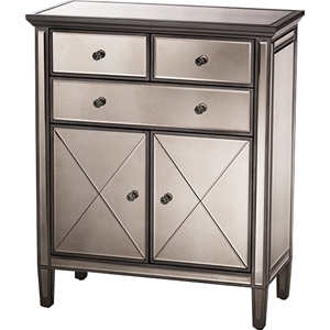 Pierce 2 Doors Accent Cabinet - Silver Mirrored 