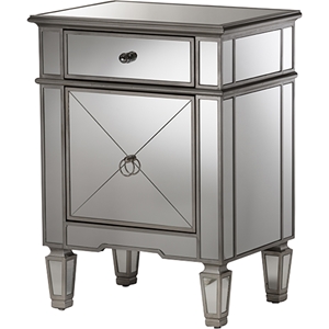 Claudia Nightstand - Silver Mirrored 