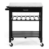 Quebec Black Wheeled Modern Kitchen Cart - WI-RT159-OCC