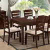 Victoria 7 Pieces Dining Set - Extension Leaf, Cappuccino, Beige Fabric - WI-RT201-DINING-SET