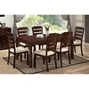 Victoria 7 Pieces Dining Set - Extension Leaf, Cappuccino, Beige Fabric - WI-RT201-DINING-SET