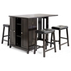 Aurora Pub Table Set - Cabinet Base, Backless Stools, Dark Brown - WI-RT204-PUB-SET