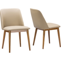 Lavin Faux Leather Dining Chair - Walnut Light Brown, Beige (Set of 2)
