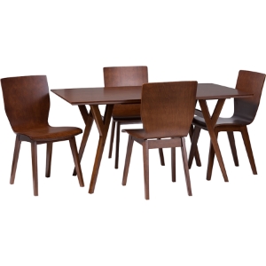Elsa 5-Piece Dining Set - Dark Walnut 