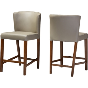 Olivia Faux Leather Pub Stool - Gray (Set of 2) 