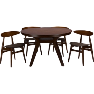 Flamingo 5-Piece Dining Set - Walnut Brown, Gray 