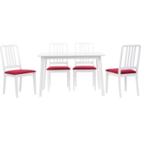 Jasmine 5-Piece Dining Set - White, Red