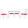 Jasmine 5-Piece Dining Set - White, Red - WI-RT331-RT336-WHITE-RED-5PC-SET