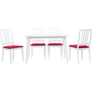 Jasmine 5-Piece Dining Set - White, Red 