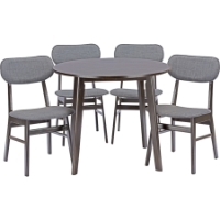 Debbie 5-Piece Dining Set - Dark Brown, Gray