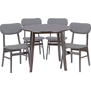 Debbie 5-Piece Dining Set - Dark Brown, Gray 