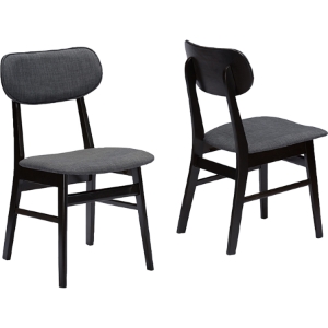 Debbie Fabric Dining Chair - Dark Brown, Gray (Set of 2) 