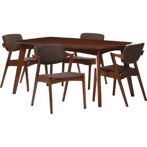 Elegant 5-Piece Rectangular Dining Set - Walnut Brown, Brown 